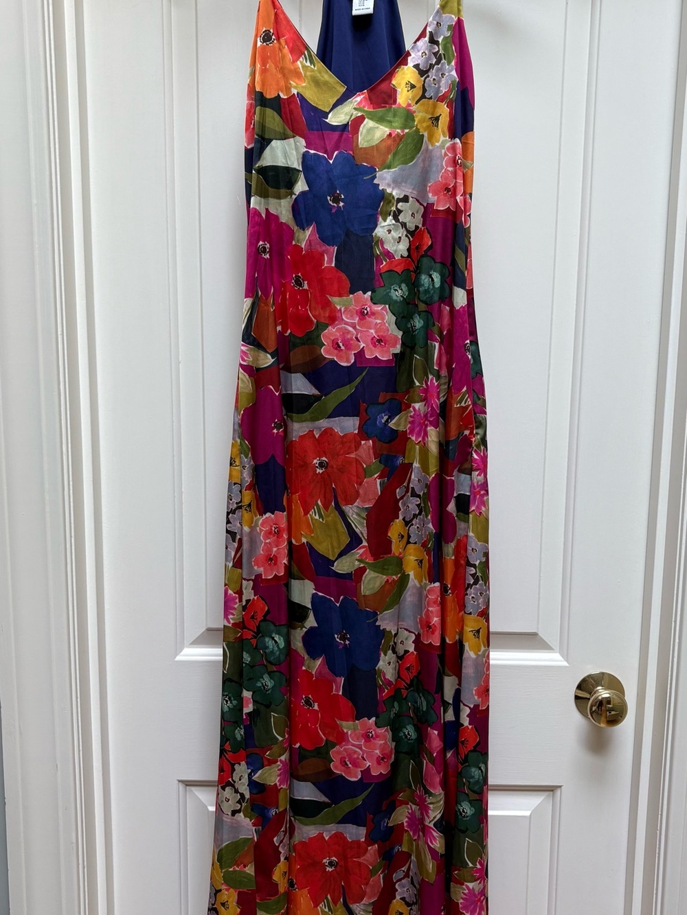 Nicole Miller Vibrant Floral Maxi Dress in Pink, Red, Blue and Green